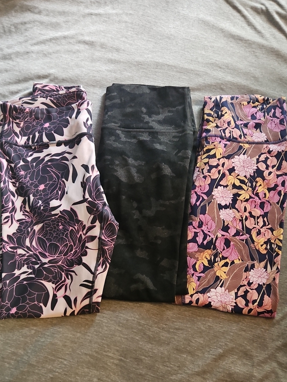 Fabletics Floral Print Leggings in Black, Pink, Yellow